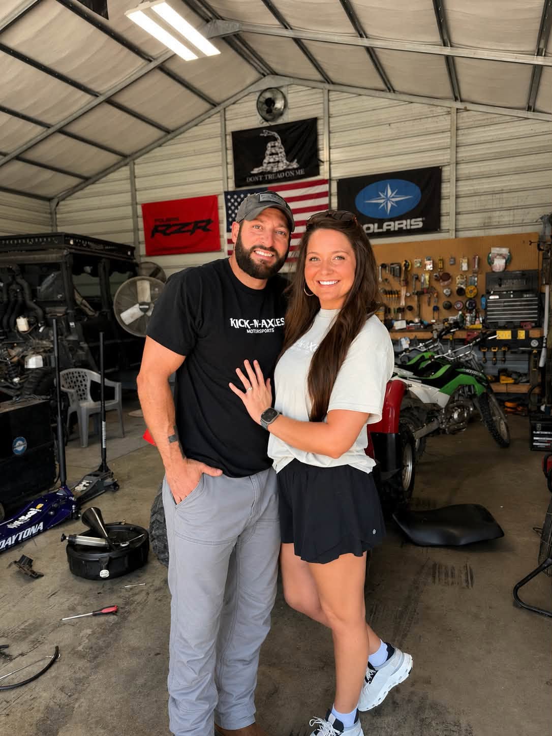 Zeke Whitaker and Lauren Buttram in the shop